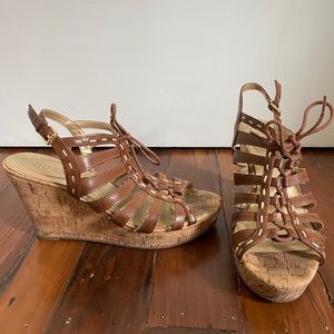 Brown wedge heels